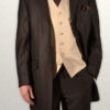 Brown Masterhand lightweight self-stripe Three-Quarter Prince Edward Frock Coat